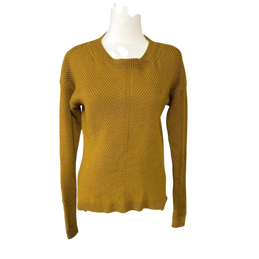 Wilfred Free Sweater Womens XS Yellow 100% Merino Wool Crew Neck Knit Pullover